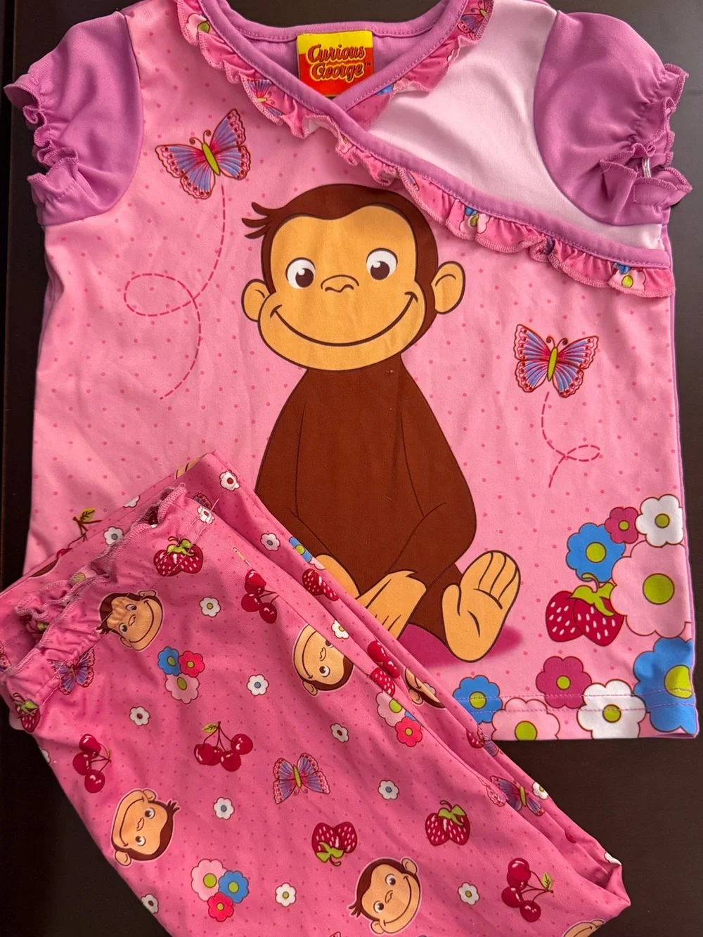 Y2k Curious George Pink Girls' Pajama Set
